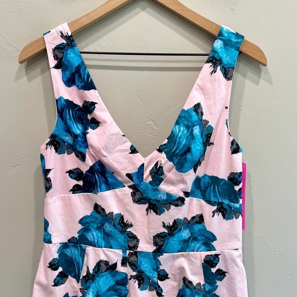NWT Betsey Johnson Petal Blue Floral Pink Mini Dress - Size: 10 - Picture 6 of 13